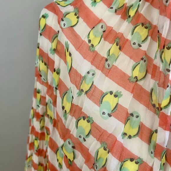 Loft Parakeet Bird Scarf Wrap Coral Stripe 40x70 New NWT - Picture 4 of 6